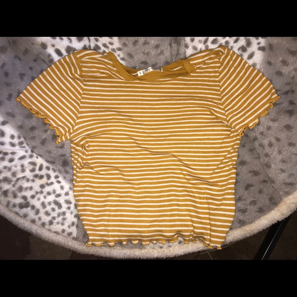 Yellow striped Brandy inspired crop top